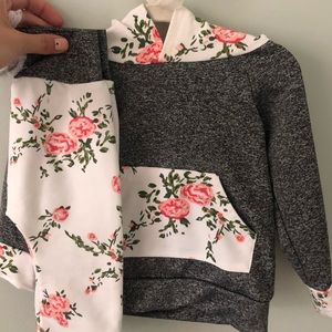 (3 for $20) Floral and gray hoodie w/ headband